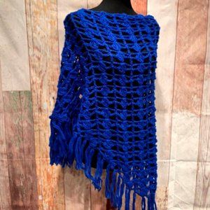 Upcycled scarf asymmetrical crocheted poncho wrap